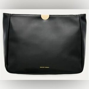 NWOT oversized Bergdorf Goodman matte black vegan leather clutch